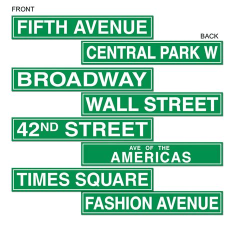 New York Street Signs Printable